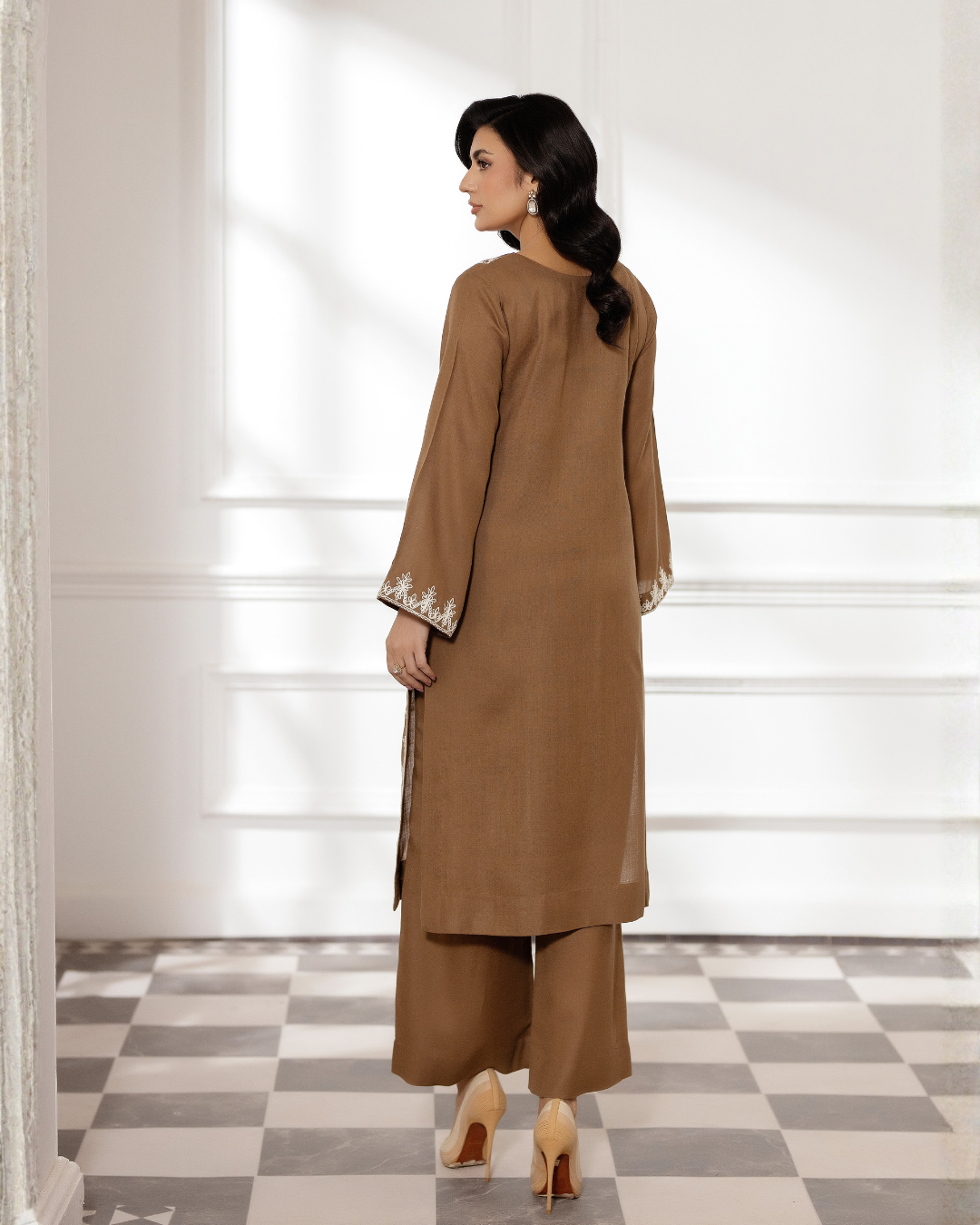 2 Piece - Embroidered Pashmina Suit