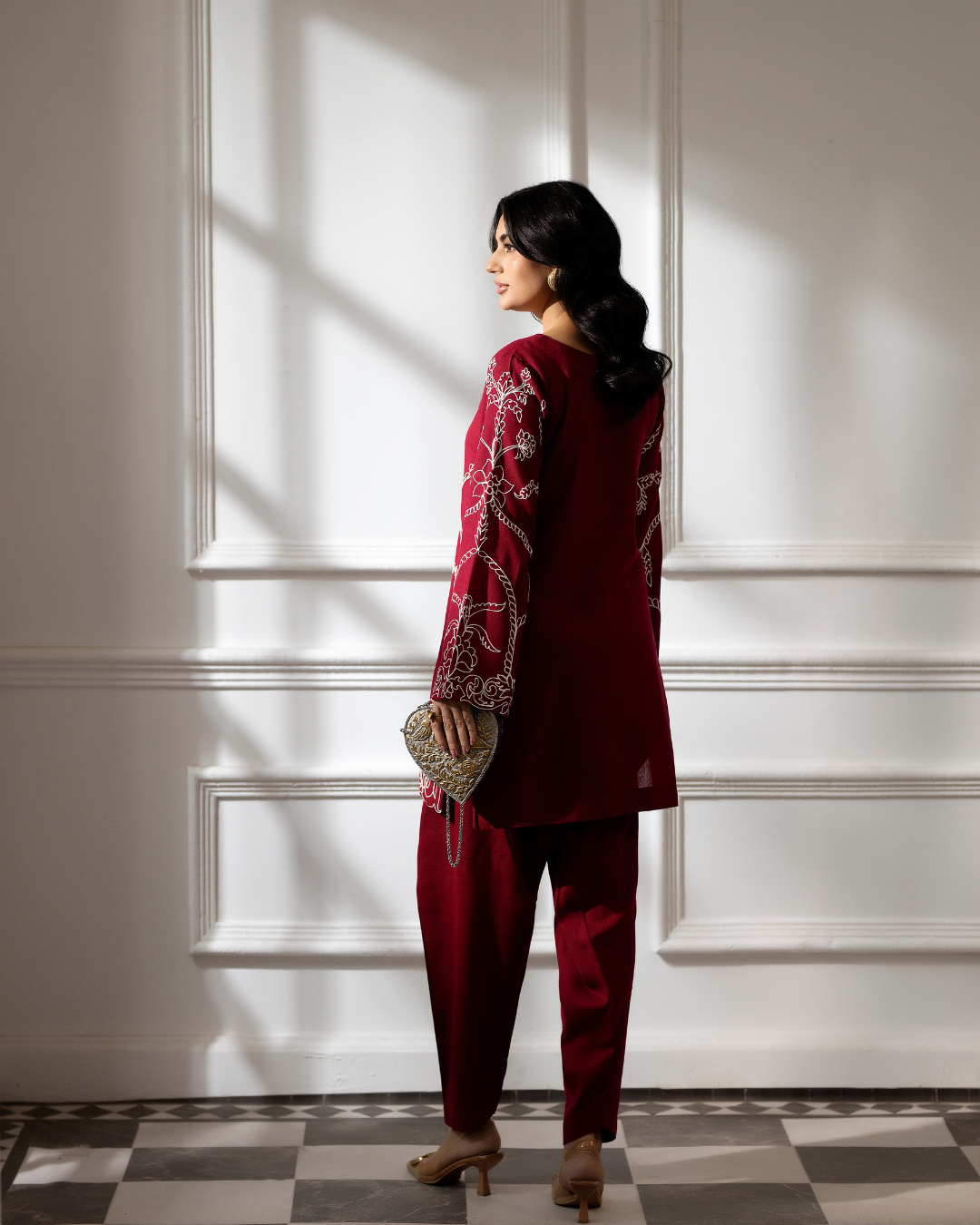 2 Piece - Embroidered Pashmina Suit