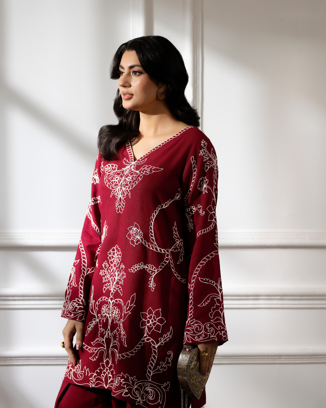 2 Piece - Embroidered Pashmina Suit