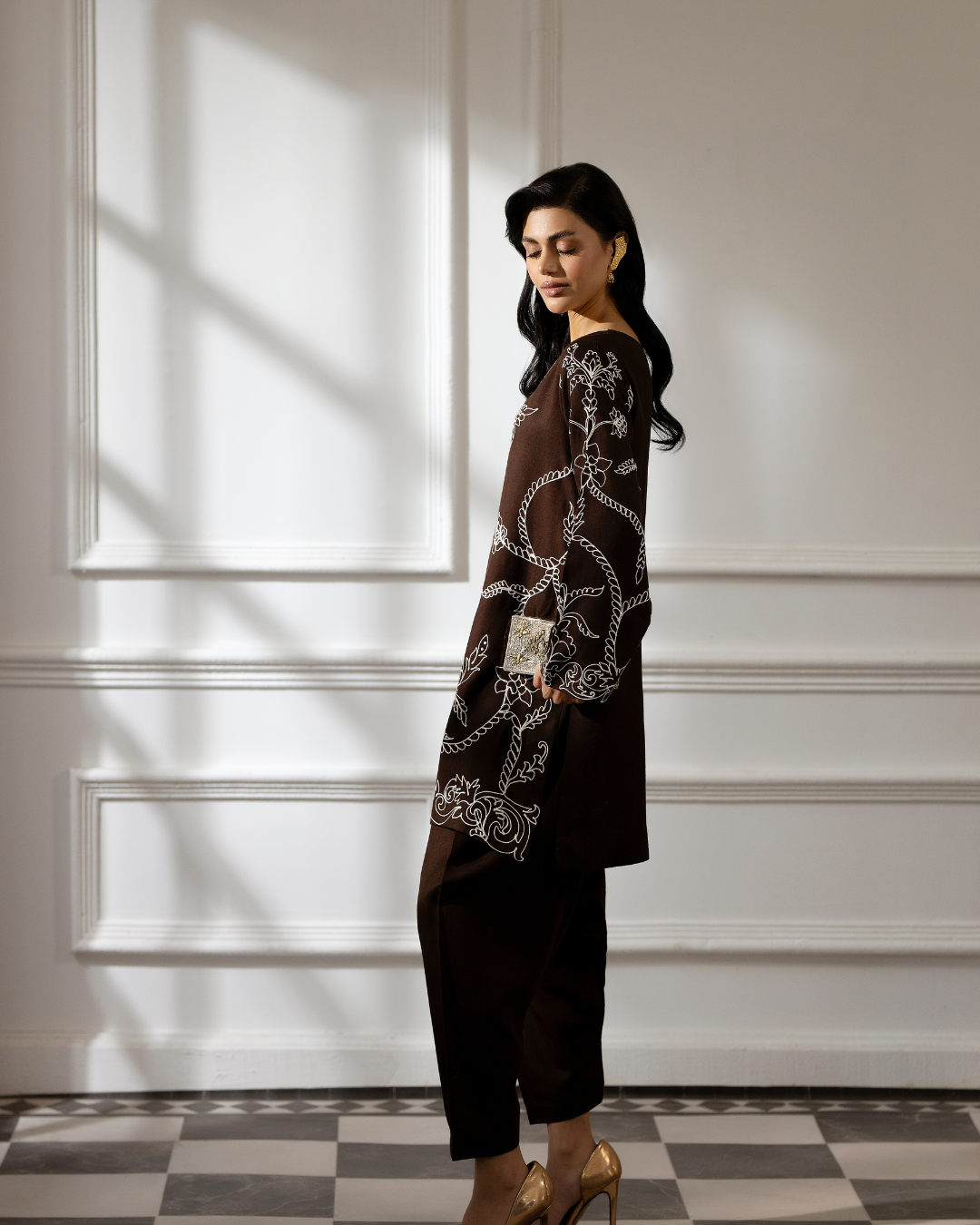 2 Piece - Embroidered Pashmina Suit