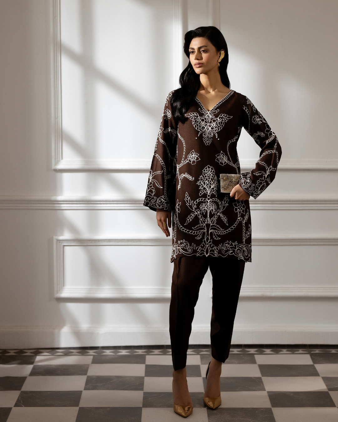 2 Piece - Embroidered Pashmina Suit