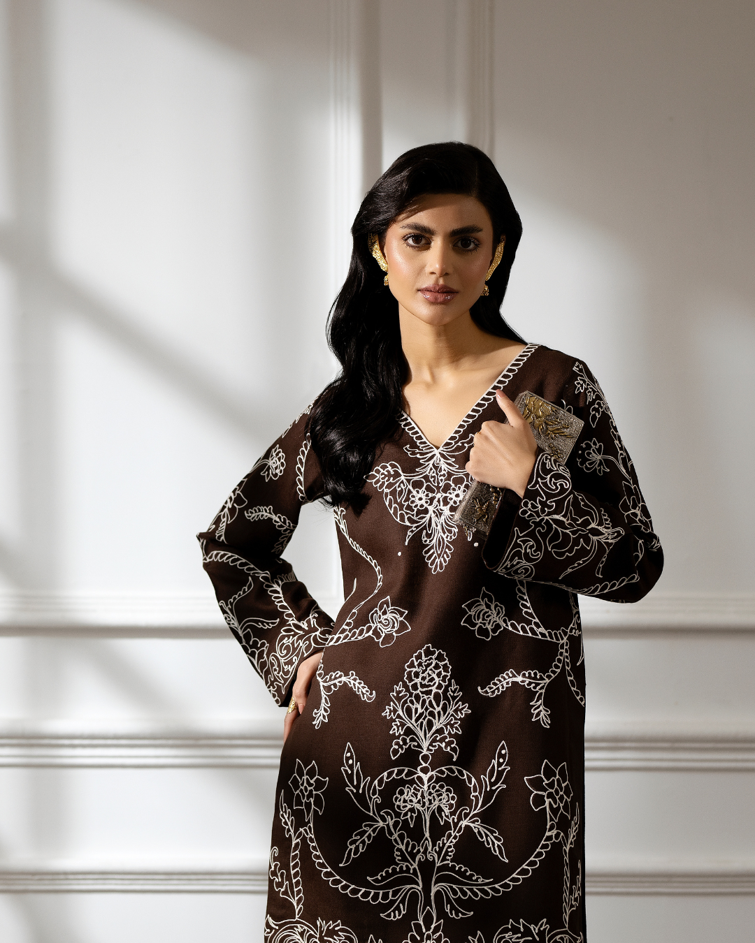 2 Piece - Embroidered Pashmina Suit